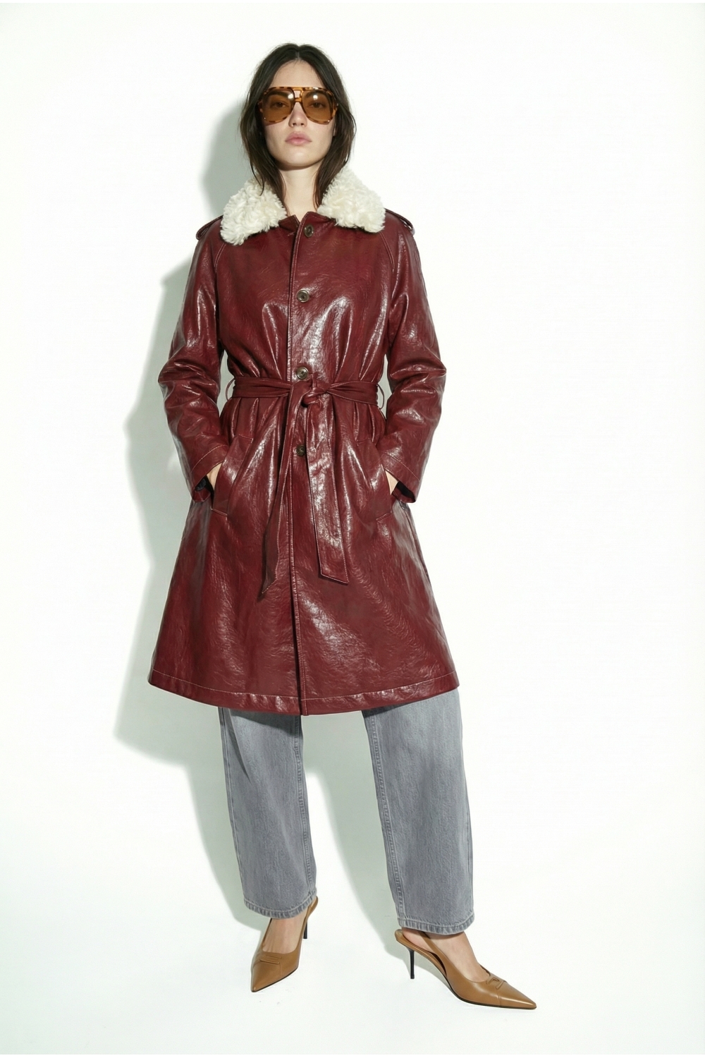 Trench Vinyle Bordeaux fabriqué en Italie