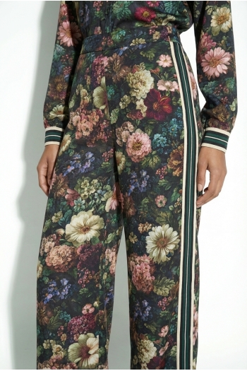 Pantalon Charlie Flower bordeaux fabriqué en Italie