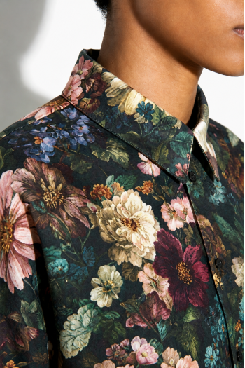 Chemise Irina Flower Bordeaux fabriquée en Italie