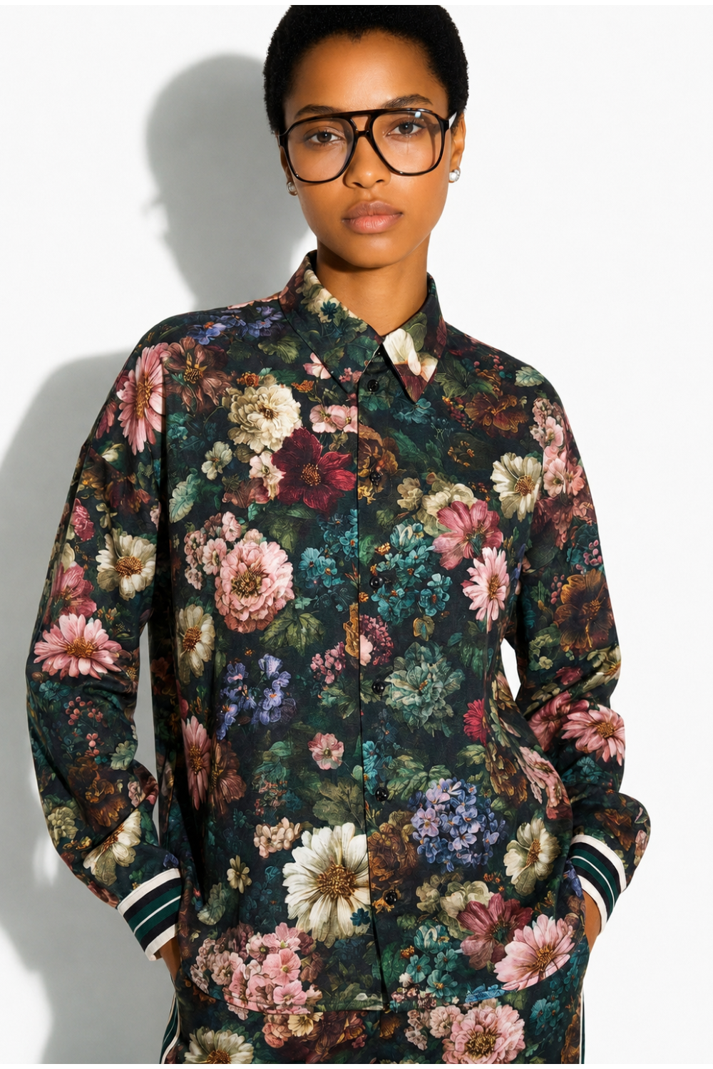 Chemise Irina Flower Bordeaux fabriquée en Italie