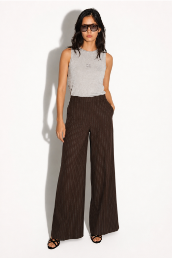 Pantalon Charlie Maura Chocolat fabriqué en Italie.
