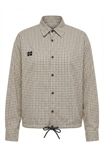 Chemise Clio Boxy à carreaux beige fabriqué en Italie