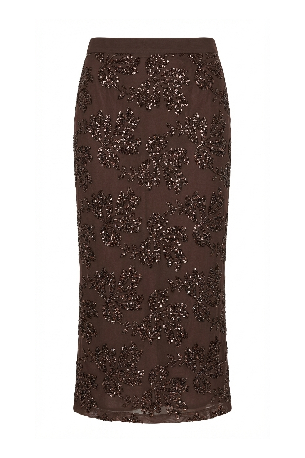 Maxi skirt à paillettes chocolat fabriquée en Italie