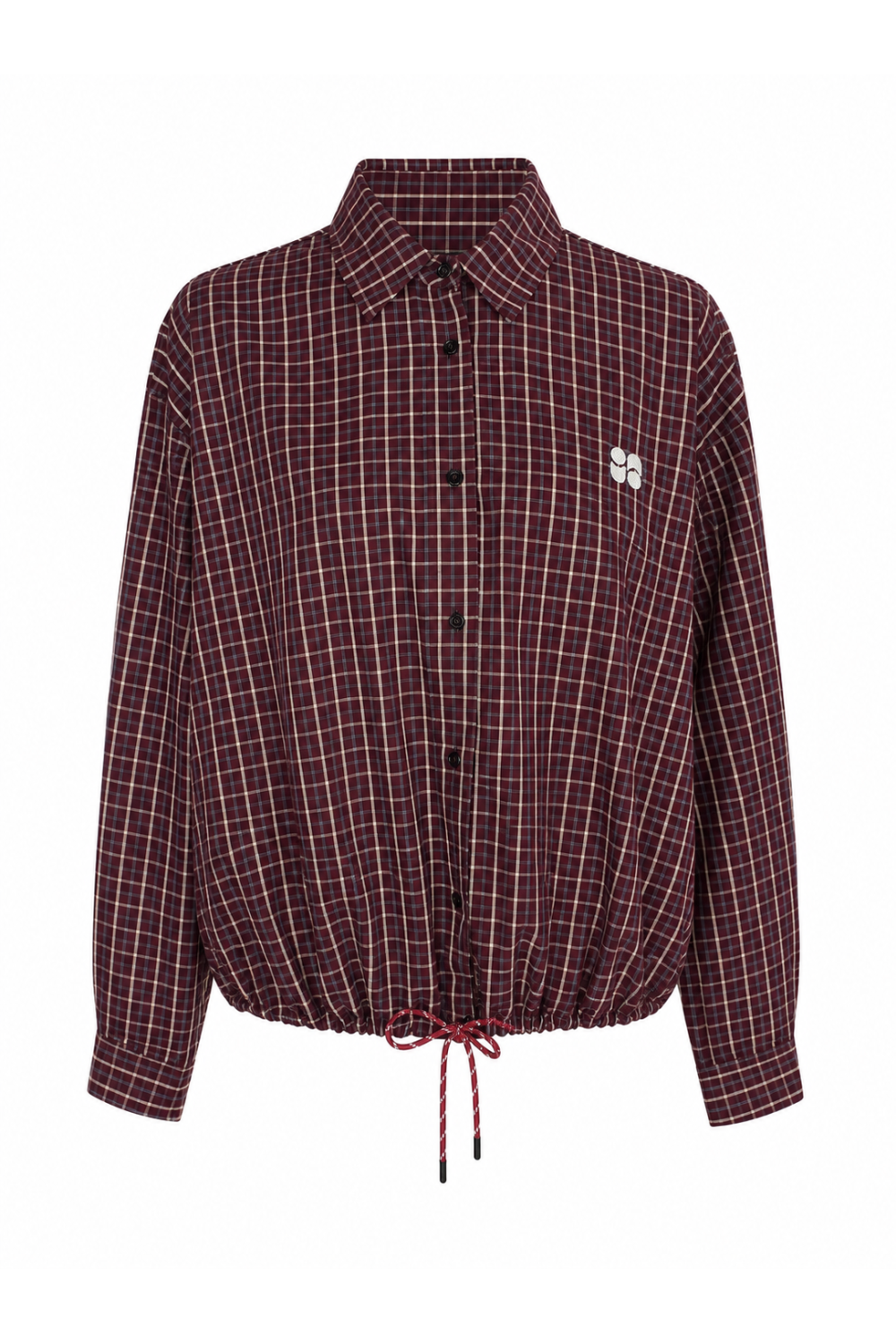 Chemise Clio Boxy à carreaux bordeaux fabriquée en Italie