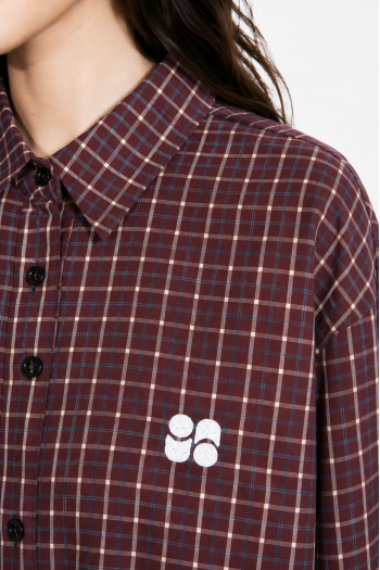 Chemise Clio Boxy à carreaux bordeaux fabriquée en Italie