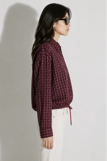 Chemise Clio Boxy à carreaux bordeaux fabriquée en Italie