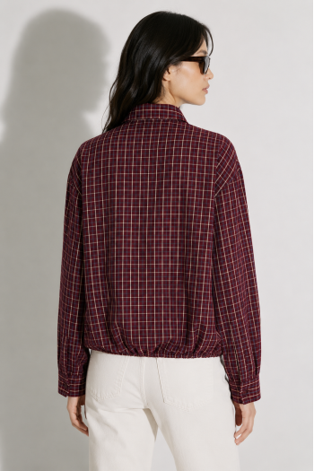 Chemise Clio Boxy à carreaux bordeaux fabriquée en Italie