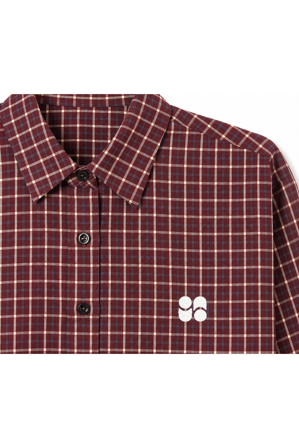 Chemise Clio Boxy à carreaux bordeaux fabriquée en Italie