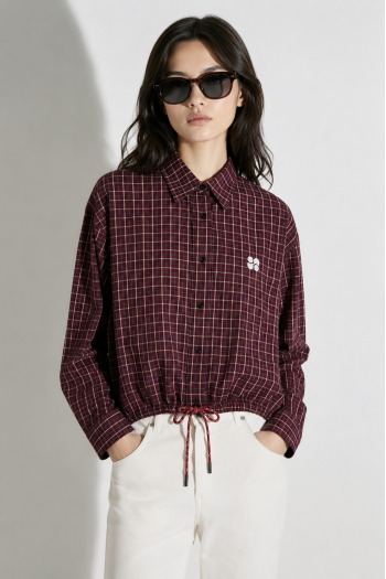 Chemise Clio Boxy à carreaux bordeaux fabriquée en Italie