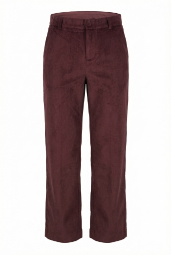 Pantalon Anja Smoking velour chocolat fabriqué en Italie