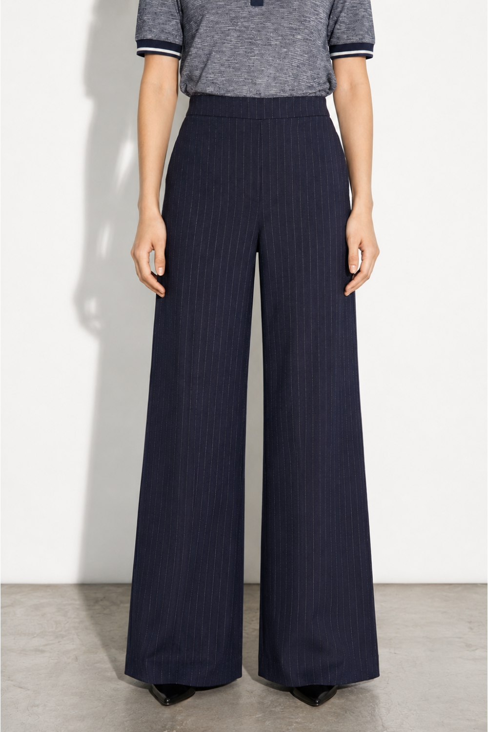 Charlie Maura-broek in marineblauw, gemaakt in Italië