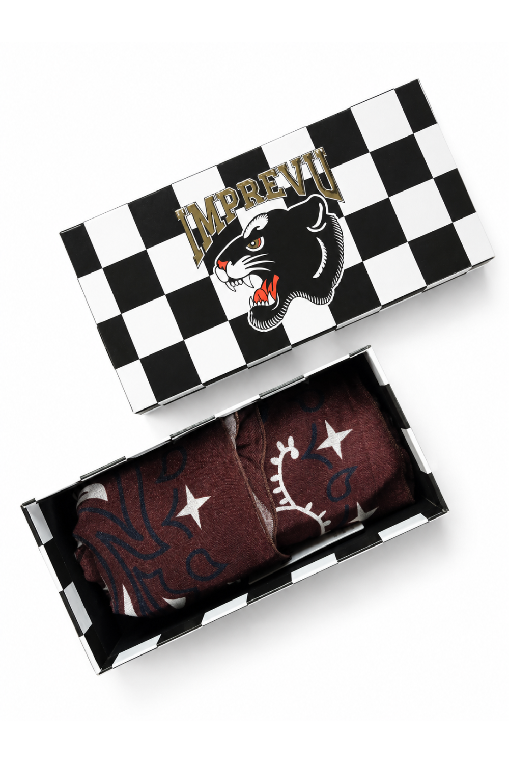 Hera scarf with chocolate print, made in Italy