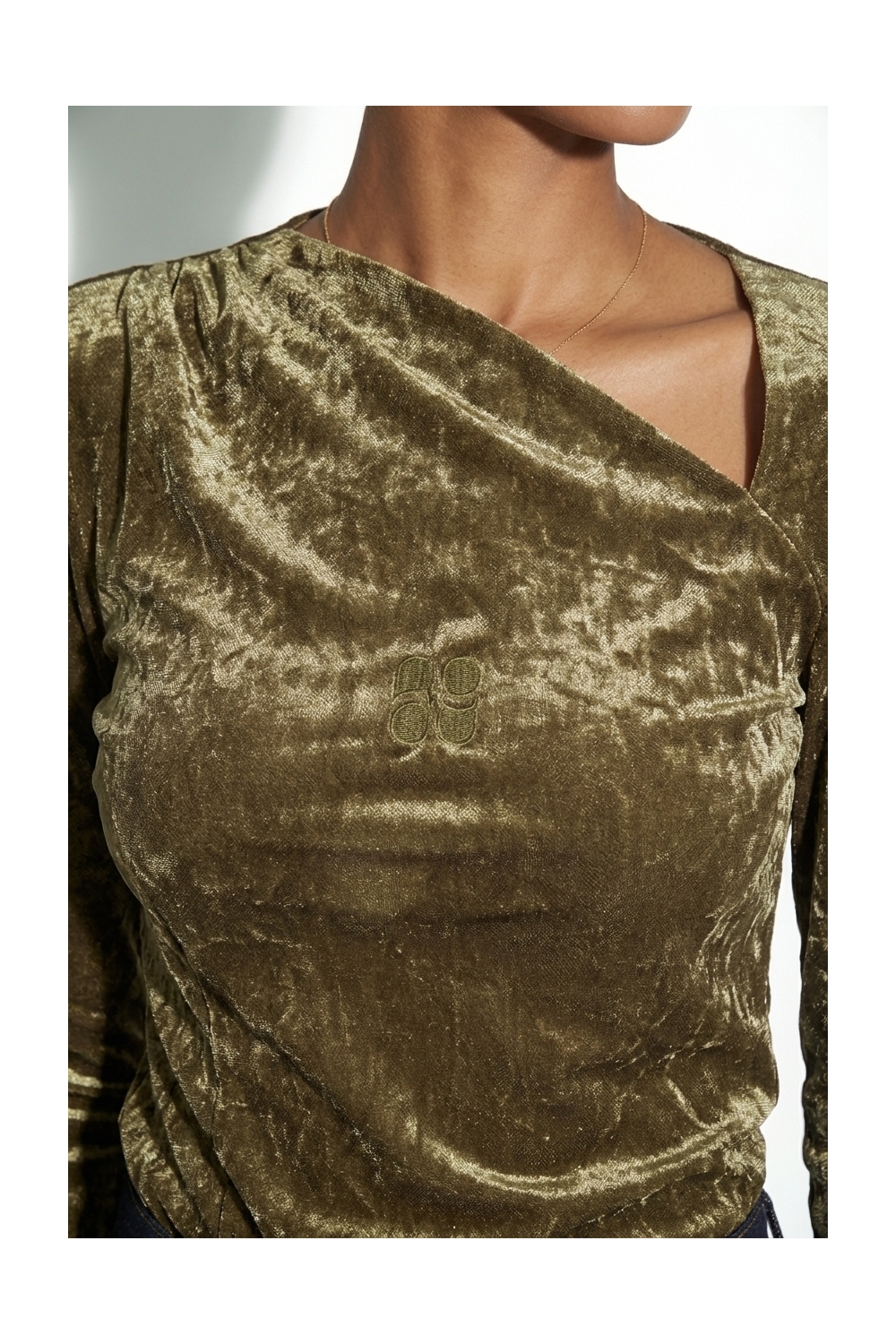 Blouse Lyra Velvet Alvaere kaki fabriquée en Italie