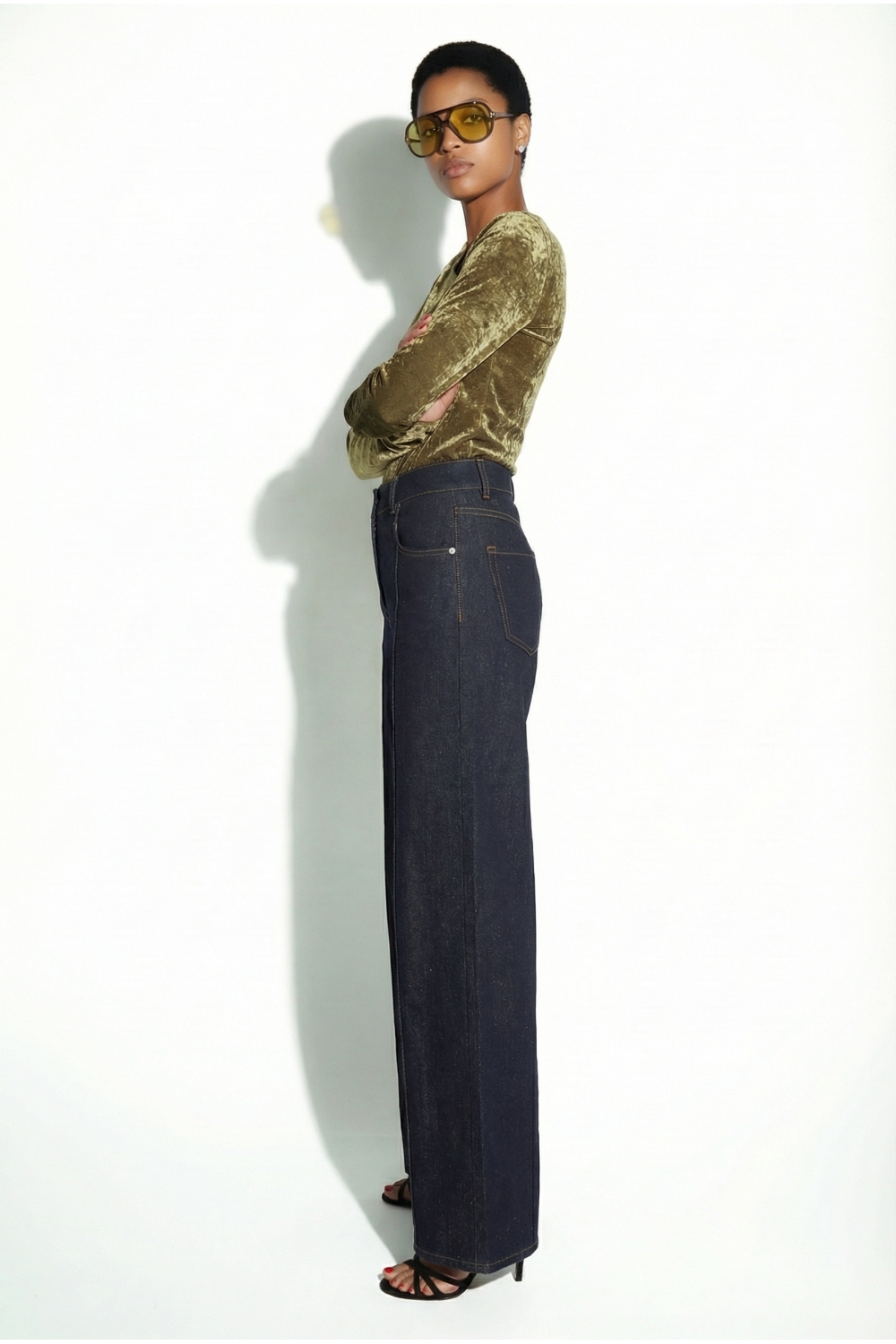 Blouse Lyra Velvet Alvaere kaki fabriquée en Italie