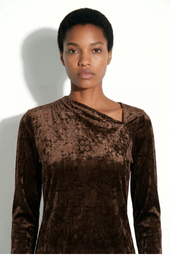 Blouse Lyra velvet Alvaere chocolat fabriqué en Italie