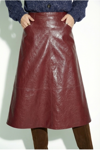 Maxi Skirt Vinyle bordeaux fabriquée en Italie