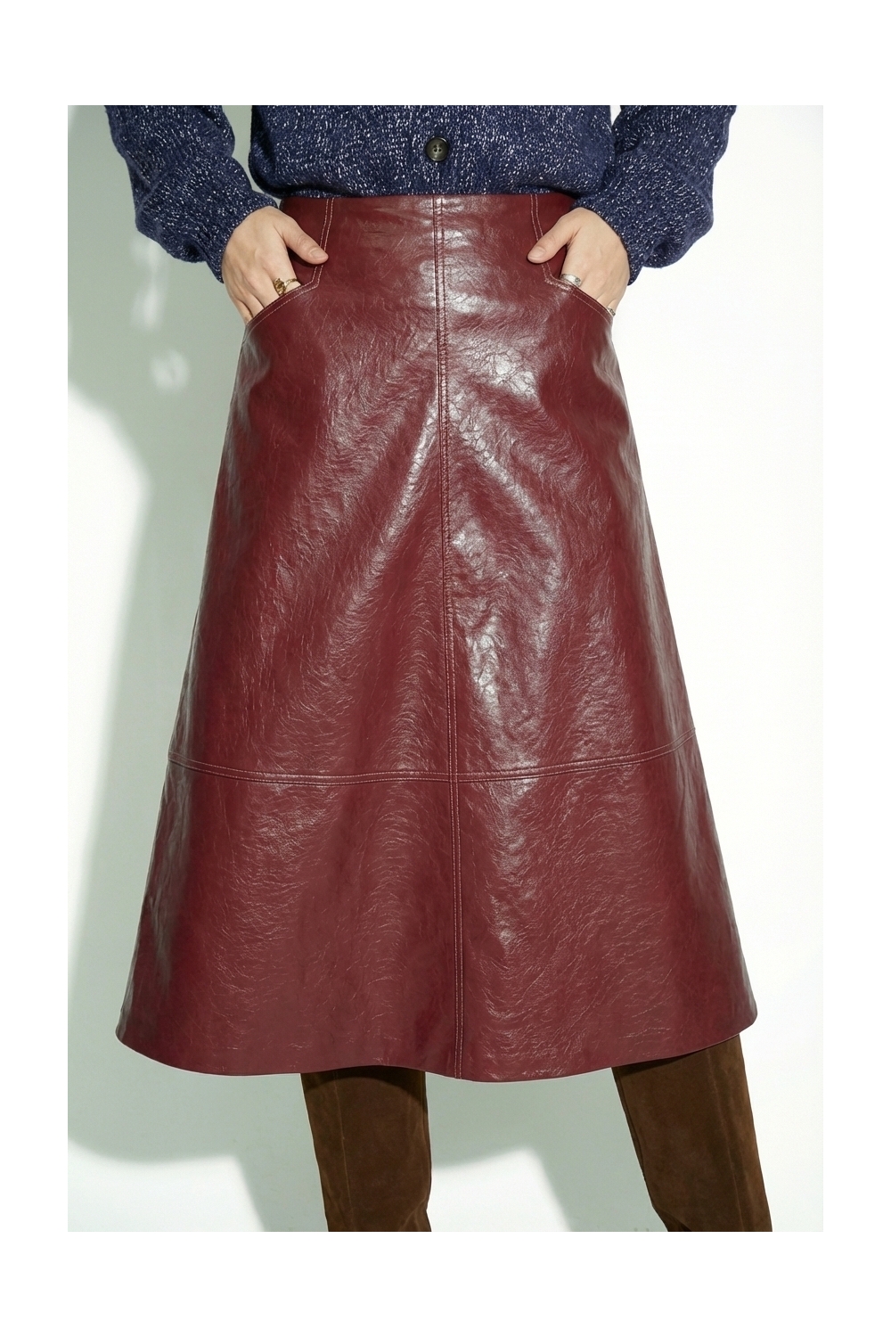 Maxi Skirt Vinyle bordeaux fabriquée en Italie