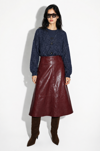 Maxi Skirt Vinyle bordeaux fabriquée en Italie