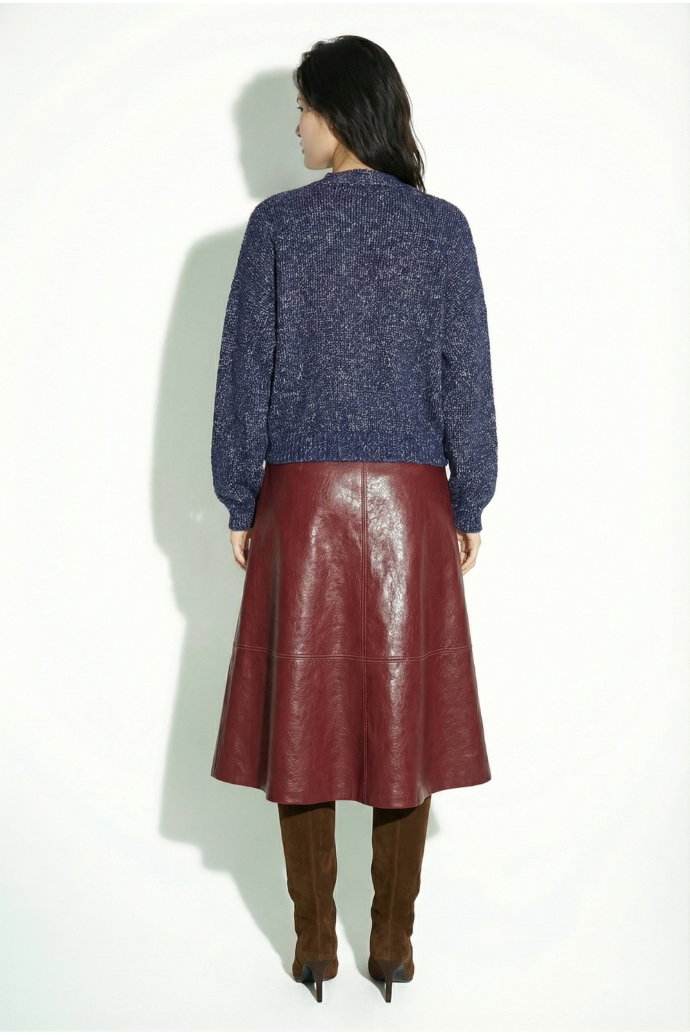 Maxi Skirt Vinyle bordeaux fabriquée en Italie