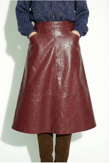 Maxi Skirt Vinyle bordeaux fabriquée en Italie