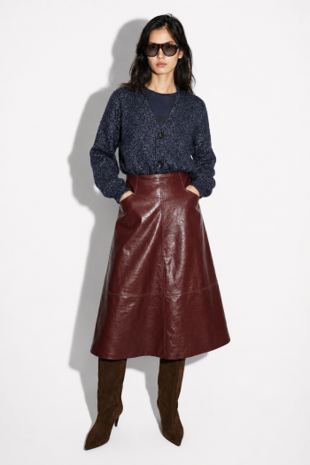 Maxi Skirt Vinyle bordeaux fabriquée en Italie