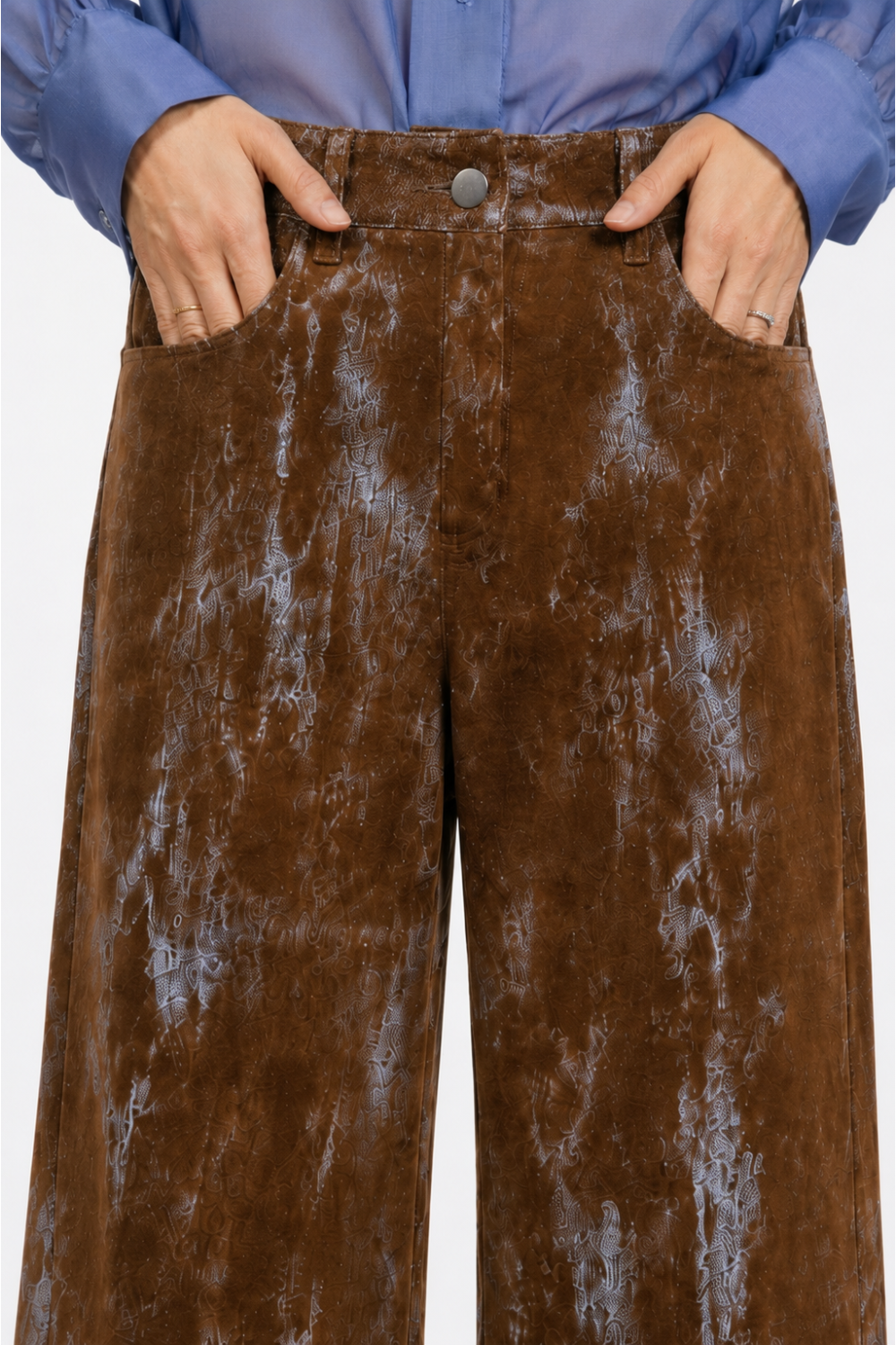 Swiggy-broek van velours in used brown, gemaakt in Italië