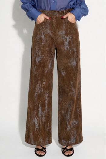 Swiggy-broek van velours in used brown, gemaakt in Italië
