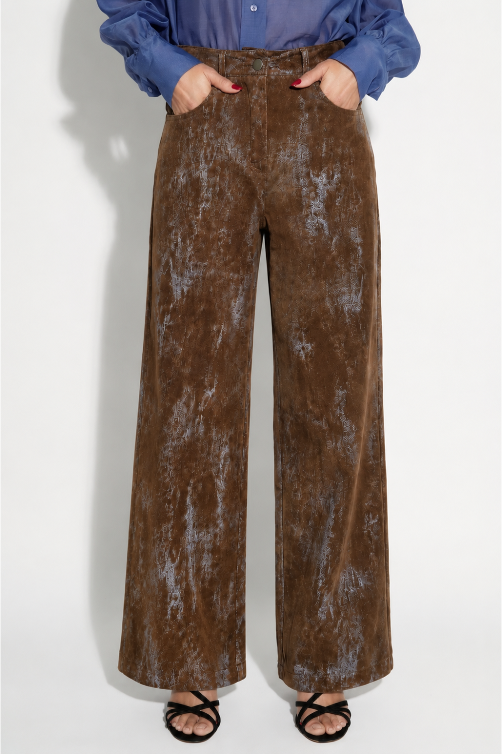 Swiggy-broek van velours in used brown, gemaakt in Italië