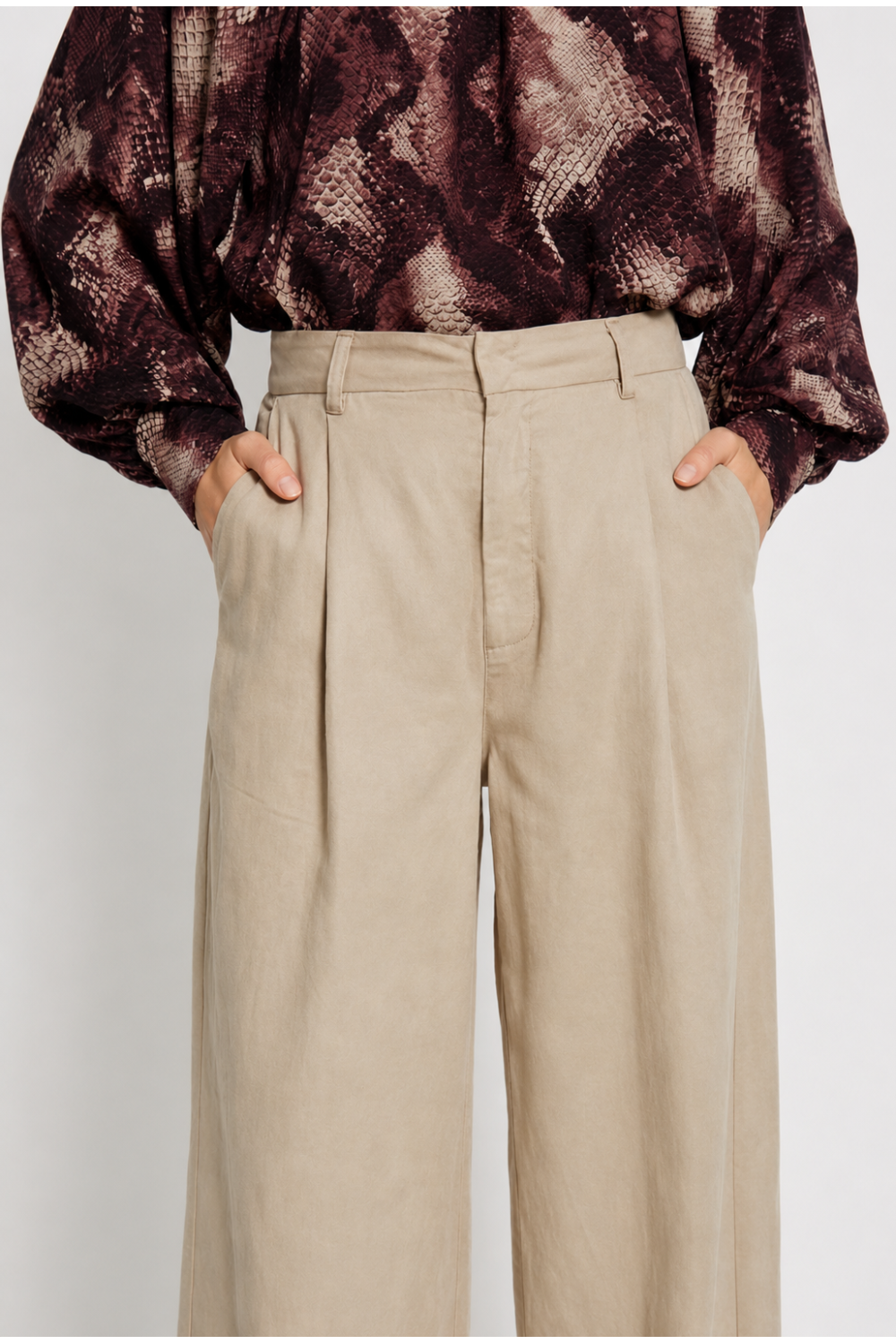 Pantalon Rio Lyocell beige fabriqué en Italie