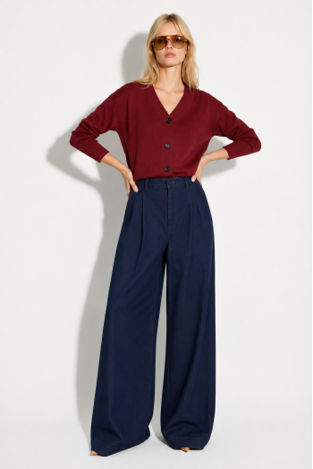Pantalon Rio Lyocell Navy fabriqué en Italie
