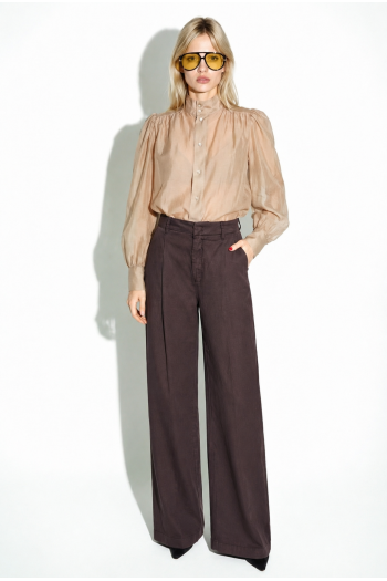 Chemise Anais voile beige fabriquée en Italie
