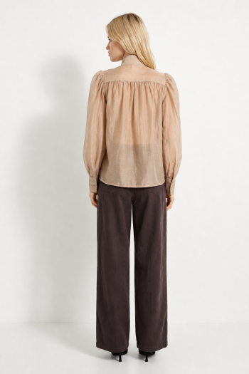Chemise Anais voile beige fabriquée en Italie
