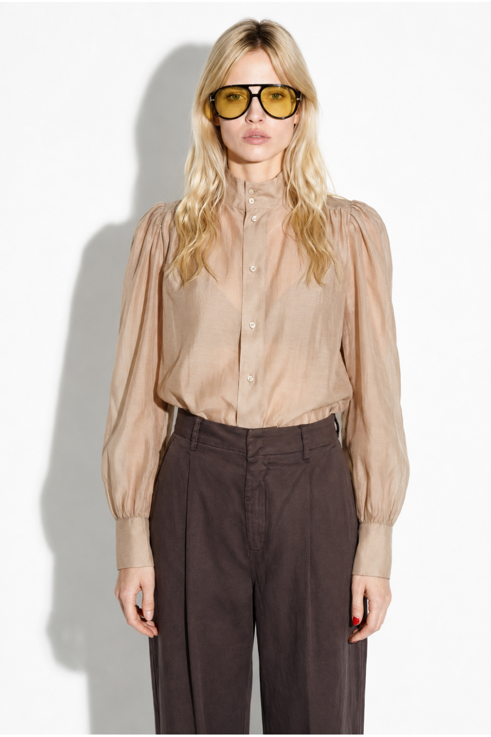 Chemise Anais voile beige fabriquée en Italie