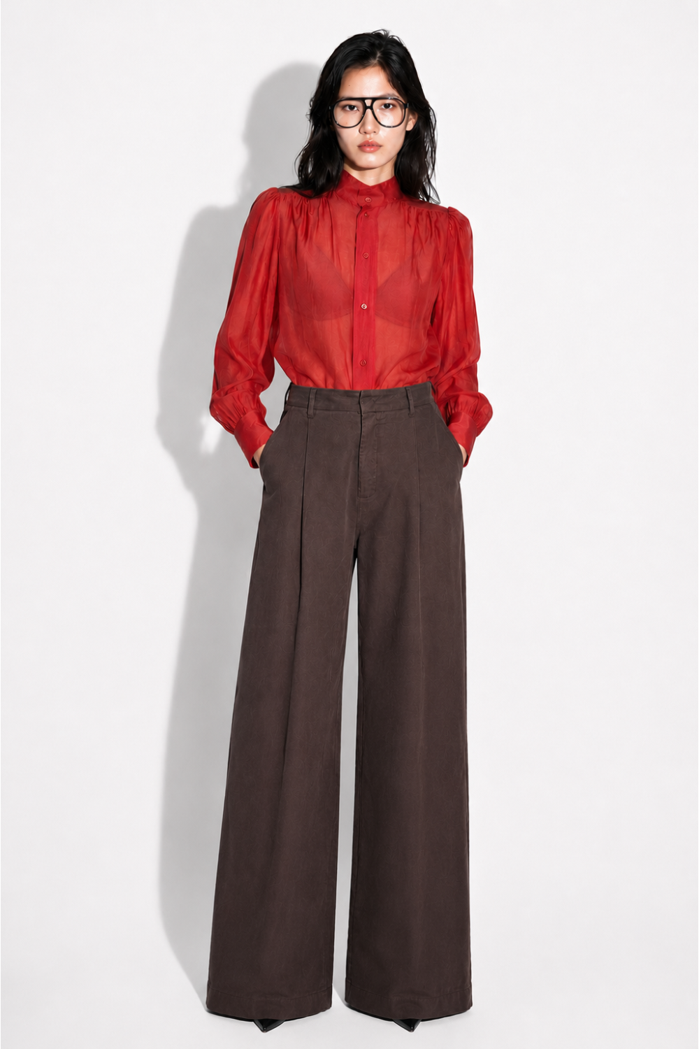 Chemise Anais voile rouge fabriquée en Italie
