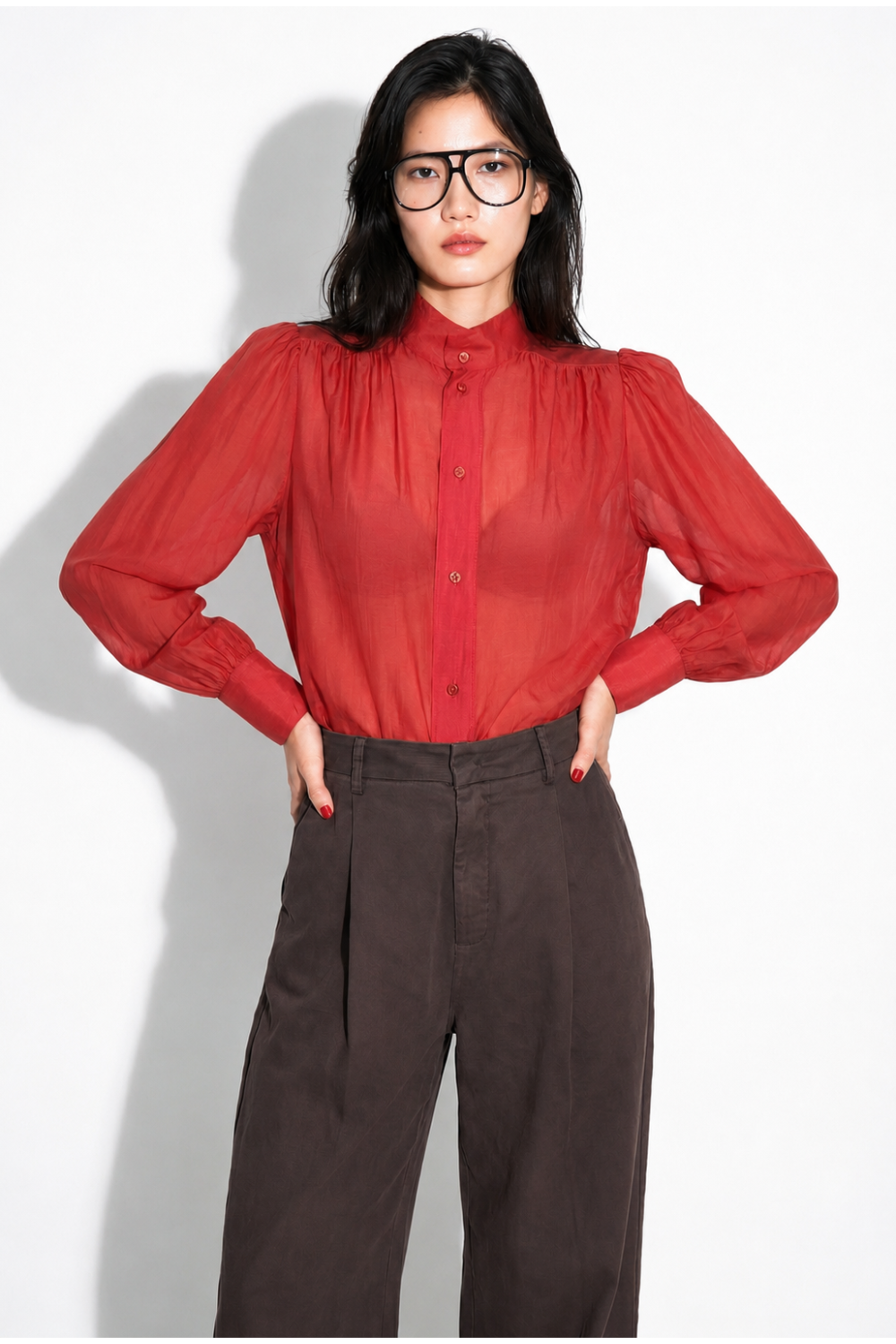 Chemise Anais voile rouge fabriquée en Italie