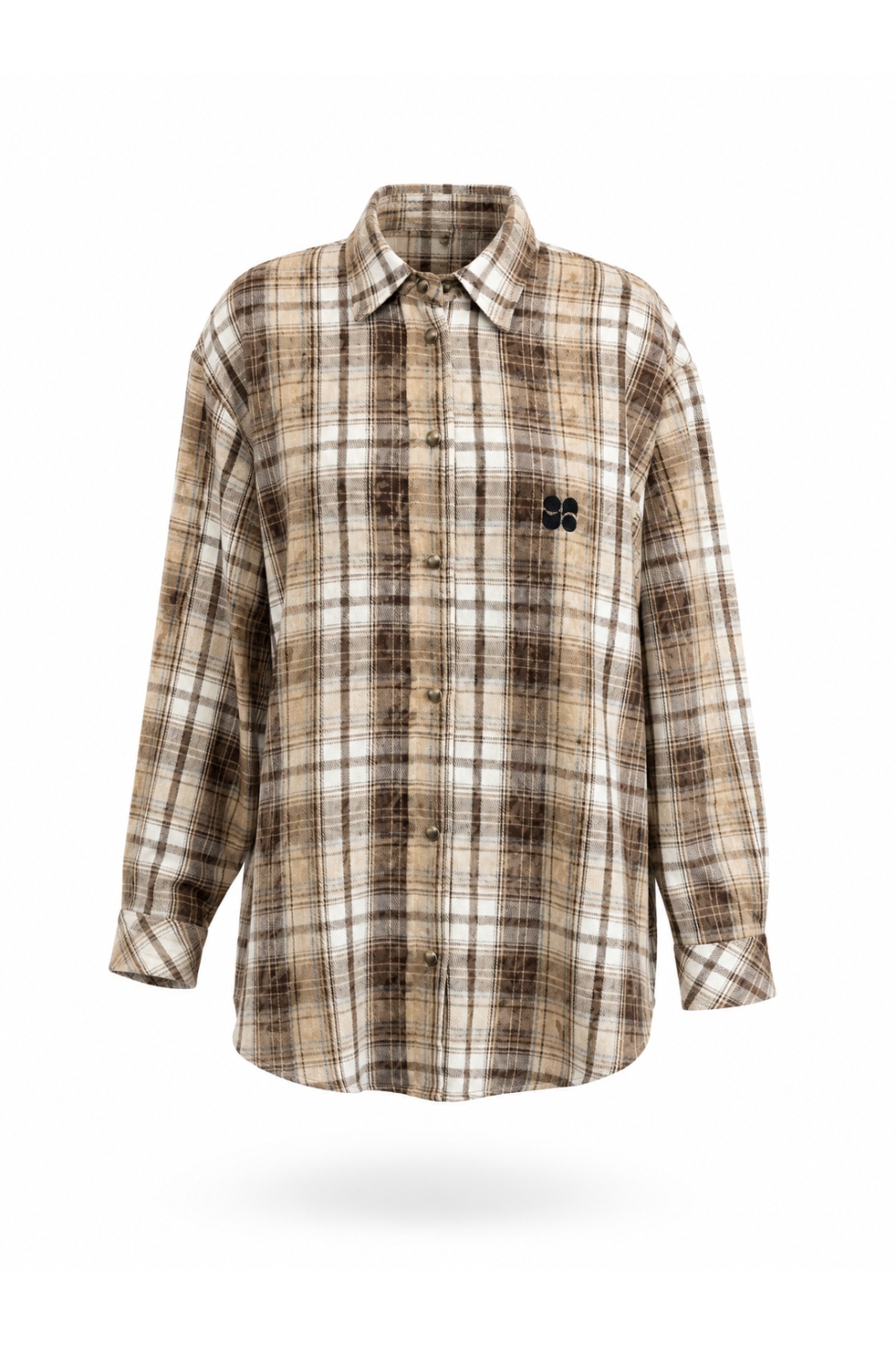 Chemise Harper used carreaux broderie Panthère chocolat fabriqué en Italie