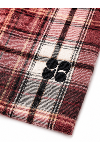 Harper used shirt in burgundy plaid with panther embroidery, made in Italy.