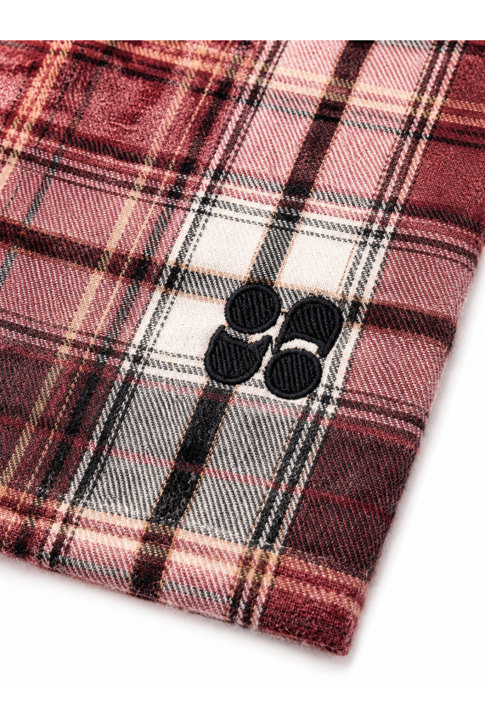 Harper used shirt in burgundy plaid with panther embroidery, made in Italy.