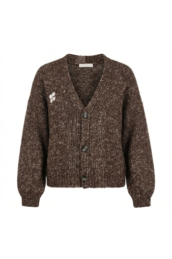 Cardigan Tilda chiné Twiggy chocolat fabriqué en Italie
