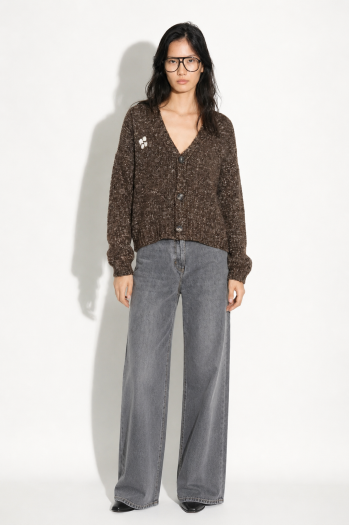 Cardigan Tilda chiné Twiggy chocolat fabriqué en Italie