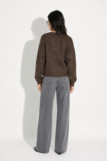 Cardigan Tilda chiné Twiggy chocolat fabriqué en Italie