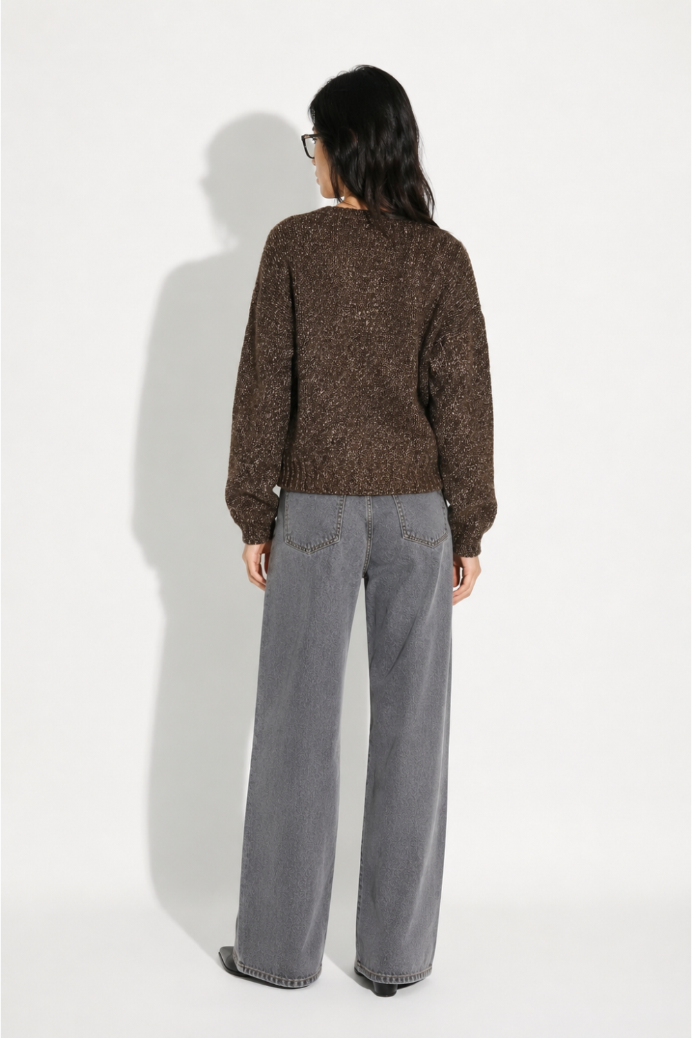 Cardigan Tilda chiné Twiggy chocolat fabriqué en Italie