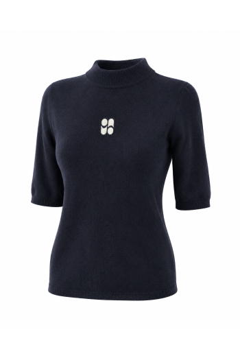 Maille Tia col montant Navy fabriqué en Italie