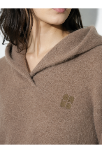 Nola-sweater met capuchon in kaki, gemaakt in Italië
