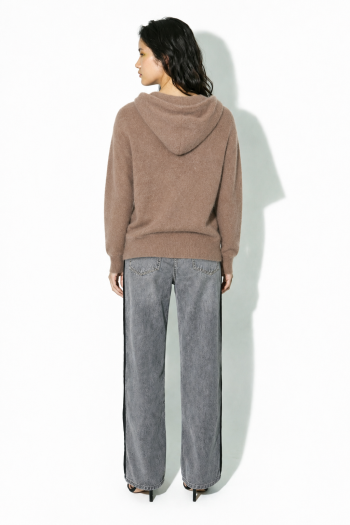 Nola-sweater met capuchon in kaki, gemaakt in Italië