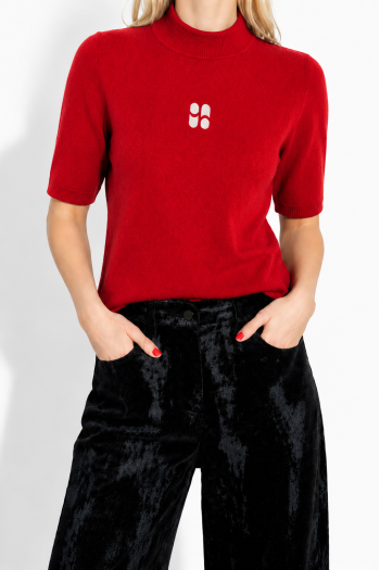Maille Tia col montant rouge fabriqué en Italie