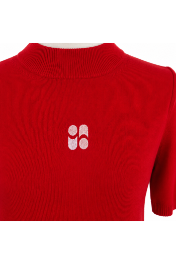 Maille Tia col montant rouge fabriqué en Italie
